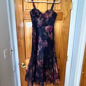 Lulu's Black and Pink Midi Dress